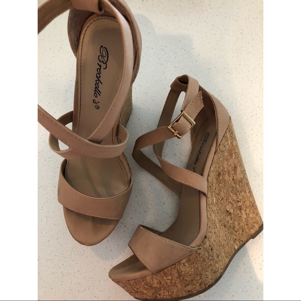 Tan Cork Wedges